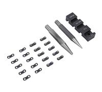 Fafeicy Kit de Disjoncteur de Tronçonneuse Portable, Enclume de Chaîne et Outil de Poinçonnage avec 10 Sangles de Réparation à Maillons pour Chaînes à Pas de 1/4 3/8 Pouces 325 404