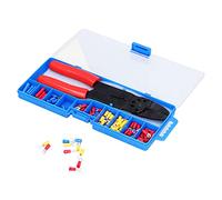 Fafeicy Kit de Sertissage de Fils, Boîtier de Rangement de 100 Cosses | Bornes en nylon isolées, gamme 22-10 AWG, coupe et dénude le fil de cuivre, construction en acier au chrome vanadium traité