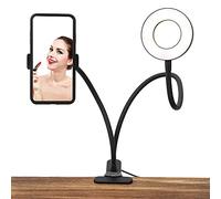 Fafeicy Lumière de Remplissage LED Réglable Alimentée par USB avec Support de Téléphone Universel pour Diffusion en Direct, Appel Vidéo, Maquillage, Bureau, Utilisation Compatible avec