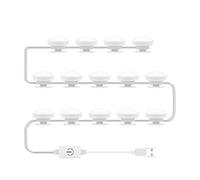 Fafeicy Lumière LED Miroir de Maquillage, éclairage USB à intensité (14 | Lumière Vive de 28 W, Couleur Variable 3000K-6000K, Gradation Tactile, Installation Adhésive pour Miroir, Salle de Bain et