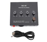 Fafeicy Microphone Préampli MIC Gain Booster avec une Puissance D'entrée de 3,5 Mm 6,5 Mm Xlr 60 DB Gain 48V Phantom Power pour les Microphones Dynamiques et Condenseur