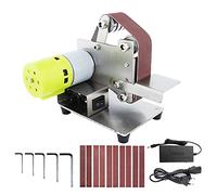 Fafeicy MINI BELLE GINDER MACHINE DE MAISON ÉLECTRIQUE LOPE AVEC 10 Sangles DE Boucle pour le Métal DE Polissage, Vitesse Réglable pour le Traitement du Bois, Corps en Acier Inoxydable