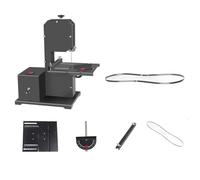 Fafeicy Mini Scie à Ruban 800 W, Scie à Ruban Multifonctionnelle avec Plateau Réglable de 0 à 45 Degrés, Coupe Droite et Courbe pour le Travail du Bois (Métal)