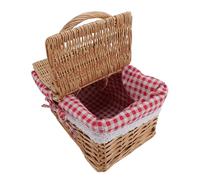 Fafeicy Panier de Pique-Nique Rattan Exquis Conception de Panier Multifonctionnel pour Pique-niquement Camping Privilégie (Plaid Rouge)