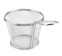 Fafeicy Panier de Présentation pour Frites, Chips, Beignets D'oignons, Crevettes et Autres Amuse-gueules en Acier Inoxydable (19 X 10 X 7,8 cm) avec Poignée métallique. Idéal pour