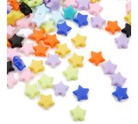 Fafeicy Perles D'étoiles 50pcs Perles D'espaceur Acrylique pour Bijoux de Bricolage Faisant des Accents en Vrac étoiles Mignonnes pour les Bracelets Colliers Accessoires (Couleur de mélange aléatoire)
