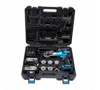 Fafeicy Pince à Sertir Hydraulique sans Fil, Sertisseuse électrique Hydraulique pour Cosses de Câbles avec Tête Rotative à 360° et 12 Matrices pour Cosses de Fils de Cuivre et D'aluminium (Prise UE)