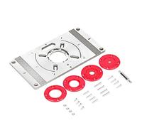 Fafeicy Plaque D'insertion de Table de Routeuse en Alliage D'aluminium, avec 4 Bagues et Doubles échelles, pour Machine de Découpe et de Gravure électrique (rouge)