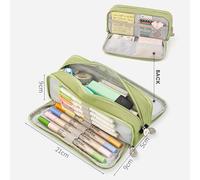 Fafeicy Pochette à Crayons de Grande capacité en Tissu Oxford, Sac à Fermeture éclair Double Couche avec Poche en Filet 21x5x9cm pour étudiants Artistes Voyageurs (#GR)