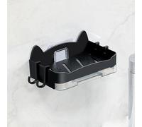 Fafeicy Porte-Savon Mural en Forme de Chat Noir, Installation Facile, Drainage Efficace, Polyvalent, avec Matière Plastique Robuste, pour Salle de Bain (Black)