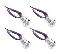 Fafeicy Précâblé LEDs Rondes Imperméable 2 Couleurs Anode Commune 12mm | Indicateur LED Bicolore, Boîtier en Laiton chromé, IP67 IK10, pour Ordinateur de Voiture, Machine CNC, Contrôle D'accès