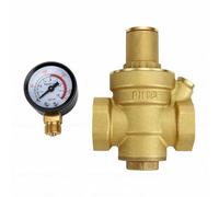 Fafeicy Réducteur de Pression, Régulateur de Pression D'eau en Laiton avec Manomètre 1 Po DN25 Réglable pour Plomberie Résidentielle, Camping-cars et Plombiers de Systèmes D'irrigation