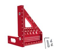 Fafeicy Règle de Mesure Multi-angle en Alliage D'aluminium, échelles Impériales à 3 Côtés avec Goupille de Dessin Réglable pour 22,5 30 45 60 67,5 75 Degrés, pour Ingénieur Charpentier (rouge)