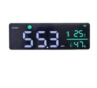 Fafeicy Sonomètre, Sonomètre LED avec Affichage de la Température et de l'humidité, 30 à 130 DBA, 50 °F à 122 °F, 3 Modes de Vitesse, Moniteur Mural ou de Bureau pour Salle de Classe,