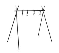 Fafeicy Support de Cuisson Trépied Grill, Support de Cuisson Pliable en Alliage d'aluminium pour Feu de Camp 75x49x74,5 Cm avec 4 Crochets de Suspension, Structure Stable pour Camping Pique-nique