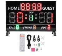 Fafeicy Tableau de Bord de Baseball à LED, Tableau de Bord Numérique Multifonctionnel avec Télécommande, Affichage à 12 Chiffres pour Les Jeux de Baseball, Softball, Intérieur et