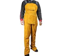 Fafeicy Tablier de Soudage Professionnel, Vêtements de Soudeurs en Cuir, Conception de Jambe Fendue Durable pour Forgeron et Charpentier (YELLOW) (YELLOW) (BLACK)