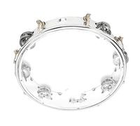 Fafeicy Tambourin pour Adultes 10, Tambourin à Main Pouces Double Rangée de Jingles en Métal Instrument de Batterie éducatif Musical à Main pour Jeux de Fête (Transparent)
