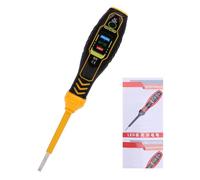 Fafeicy Testeur de Tension Détecteur NCV PEN avec Tournevis à 3 Couleurs Indicateurs de LED sans touch Testeur de Tension en Direct Buzzer de continuité de Fil de (Tant plat jaune (lumière LED