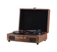 Fafeicy Tourne-Disque Vintage avec Enregistrement USB 33 45 78 TR/Min Platine Vinyle pour Phonographe Portable 7 10 12 Pouces Haut-parleurs Intégrés Entrée 3,5 Mm (Brown)
