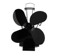 Fafeicy Ventilateur de Cheminée alimenté par la Chaleur à 4 Feuilles avec Construction en Aluminium anodisé et Jauge de Température Magnétique pour Poêle à Bois, Démarrage Automatique,