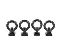 Fafeims Accessoires de Rail en T, Ancres D'arrimage M8 en Acier Inoxydable avec Anneaux à œil pour Barres de Toit, Kayak, Camion, Sangles de Chargement, 4 Pièces de Matériel de Montage (BLACK)