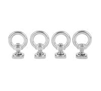 Fafeims Accessoires de Rail en T, Ancres D'arrimage M8 en Acier Inoxydable avec Anneaux à œil pour Barres de Toit, Kayak, Camion, Sangles de Chargement, 4 Pièces de Matériel de Montage (SILVER)