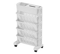 Fafeims Bibliothèque d'angle, Bibliothèque Roulante Multicouche Mobile en Métal, Organisateur de Rangement Rotatif en Plastique, étagère Mobile Amovible, pour étude, Bureau (5 Couches)