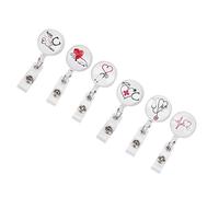 Fafeims Bobine de Badge Rétractable, Clamp/Holder Rotatif Pratique pour Porte-badge de Carte d'identité D'infirmière, Paquet de 6