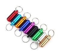 Fafeims Boîte à Pilules Portable 9 Compartiments - Boîte à Pilules Étanche en Aluminium avec Porte-Clés, Organisateur de Médicaments pour Voyage et Extérieur