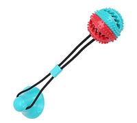 Fafeims - Boule à Ventouse à Mâcher pour Chien, Durable, Nettoyage des Dents, Boule de Distribution de Nourriture pour Jeu Interactif avec Grands Chiens (Rouge Bleu)