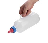 Fafeims Bouteille de Lait avec Mamelon Détachable, Bouteille D'alimentation, Vis à Vis, Poignée à Main, Marquages d'échelle, capacité 1L pour L'agneau, Veau, Chèvre, Mouton