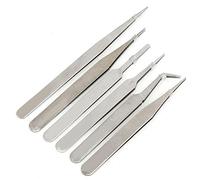 Fafeims Ensemble de Pinces Antistatiques à Pointe Fine en Acier Inoxydable 6 Pièces pour Outil de Réparation de Circuits Imprimés électroniques, adapté au Travail de Précision, matériau: Acier