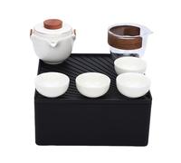 Fafeims Ensembles de Théière, Service à thé de Voyage en Céramique Chinoise, Théière Kung Fu avec 4 Mini Tasses, pour Camping en Plein Air, Pique-nique