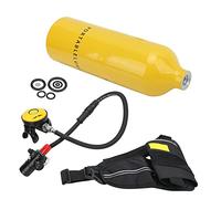 Fafeims Équipement de Plongée Dideep 1L avec Capuchon de Poussière et Verres de Silicone Liquide, pour Les Amateurs de Plongée, Non Toxiques/Non Craquelins (Bouteille d'oxygène Jaune)