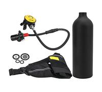 Fafeims Équipement de Plongée Dideep 1L avec Capuchon de Poussière et Verres de Silicone Liquide, pour Les Amateurs de Plongée, Non Toxiques/Non Craquelins (Bouteille d'oxygène Noire)