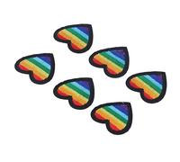 Fafeims Fafeims Patchs Coeur Arc-en-ciel Décoration Adhésive Colorée pour la Réparation de Vêtements, Lot de 6 pour les Amateurs de Broderie de Couture Bricolage (bordure noire) (bordure noire)