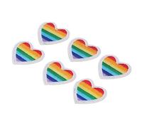 Fafeims Fafeims Patchs Coeur Arc-en-ciel Décoration Adhésive Colorée pour la Réparation de Vêtements, Lot de 6 pour les Amateurs de Broderie de Couture Bricolage (bordure noire) (Bordure blanche)