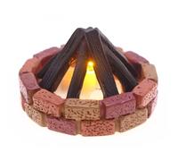Fafeims Faux Feu de Camp, Faux Feu de Camp Miniature LED en Résine avec Scintillement pour Les Affichages de Scène Extérieure de Maison de Poupée