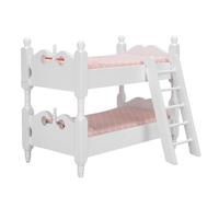 Fafeims Lit superposé Maison de Poupée, échelle 1:12 Lit Miniature en Bois avec échelle pour Enfants et Présentoir Maison de Poupée (14.5x8.5x12cm) (Point)
