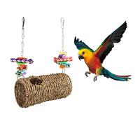 Fafeims Nid D'oiseau, Tente de Grotte Suspendue, Corde D'herbiers Marins, Jouet Hamac pour Perroquets, Calopsittes, Hamsters, Se Percher et Se Reposer