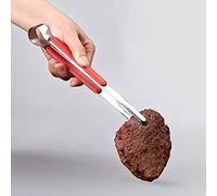 Fafeims Pince de Cuisine en Acier Inoxydable Facile à Nettoyer pour Barbecue, 25,5 Cm, pour Rôtir la Viande et le Pain, Convient aux Amateurs de Barbecue et aux Amateurs de Cuisine. (rouge)