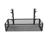 Fafeims Plateau de Gestion des Câbles sous Le Bureau, Organisateur Trapézoïdal à Trou Circulaire Efficace pour Bureau D'étude, Acier au Carbone (Black)