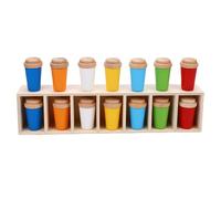 Fafeims Tri des Jouets, Jeu de Bouteille Correspondant aux Jouets en Bois 14 Bouteilles avec Rack de Rangement, Jeu de Flip Interactif pour Les Enfants de 3 Ans et Plus (11,81x2.36x1,77