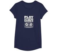 FAFO Play Stupid Games Win Stupid Prizes Gamer Humour T-Shirt, Fille, Bleu Marine, M