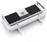 FAFOUR Étagère de rangement multifonction sans perforation, étagère de douche relevable 2 en 1, étagère de rangement pour douche, support organisateur, étagère de douche (Black White Round Hole)