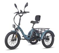 FAFREES F20 Mate Triporteur Électrique - Moteur 500W Batterie 48V23.45AH Siège Dossier Freins Hydrauliques - Gris bleu