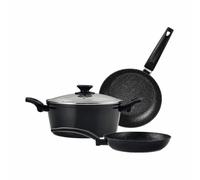 Fagor Batterie Vivant 4 pièces anti-adhésive double couche en aluminium forgé de 3 mm d'épaisseur, compatible avec toutes les Classe Cuisine, induction, fond diffuseur en acier inoxydable, passe au lave-vaisselle