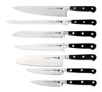 Fagor Couper Lot de 7 couteaux de cuisine professionnels, lame en acier inoxydable, chef 20 cm, jambon 25 cm, Santoku, pain, trancher, universel, éplucher, manche ergonomique