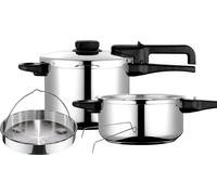 FAGOR Dual Xpress 6/4 Autocuiseur à induction 6 + 4 L, Acier inoxydable 18/10, Pression progressive Argent